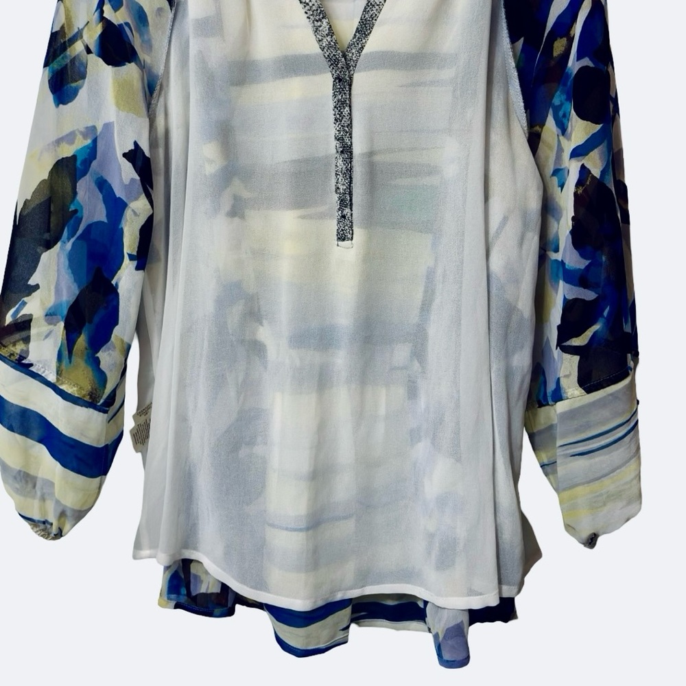 Calvin Klein Whimsigoth Floral Polka Dot Mixed Print Tunic Top XS - Picture 12 of 13